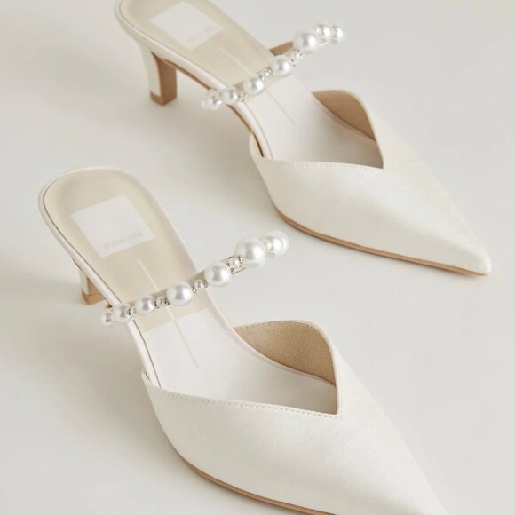 Dolce Vita Sold Out Kanika Pearl Mid Heels Vanilla Pearls Size 7 - Picture 4 of 13